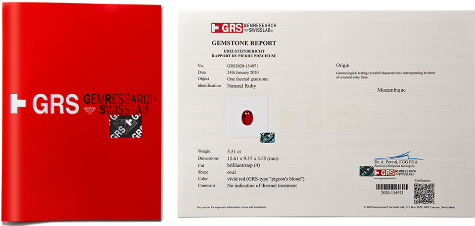 GRS Classic Gemstone Report — официальный пример формата
