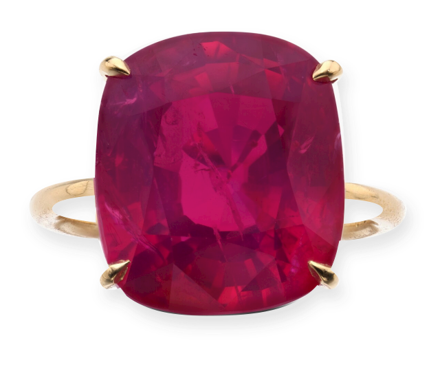 Рубин 16,51 карата в кольце. Фотография Sotheby’s, Impressive and Important Ruby Ring. © Sotheby’s.