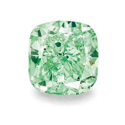 Изображение на прозрачном фоне: Природный зелёный бриллиант 5,62 карата, Fancy Intense Green. Фото: Phillips.