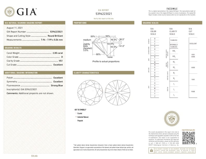 Сертификат GIA 2 карата второй пример